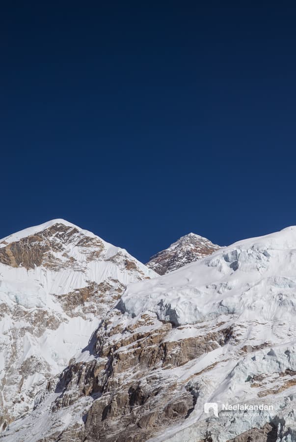 The closest view of Mount Everest during the trek to Everest base camp